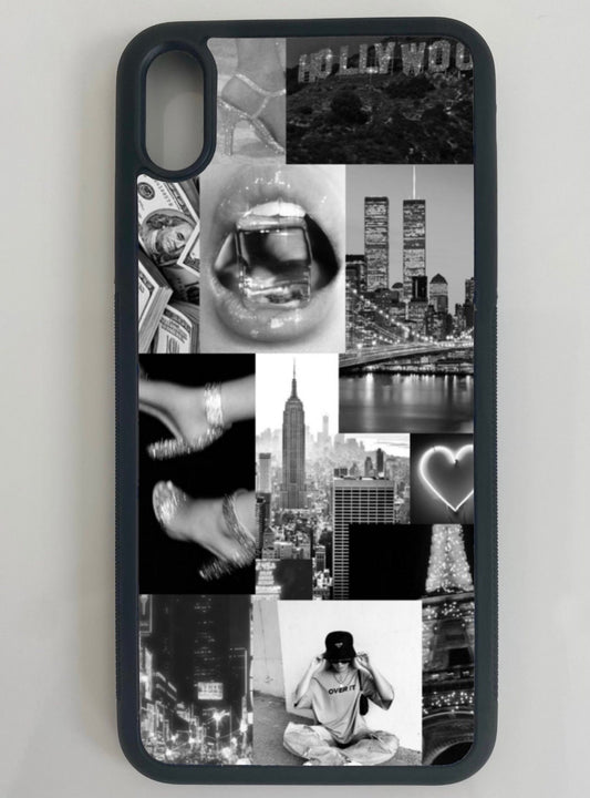 black and white collage phone case