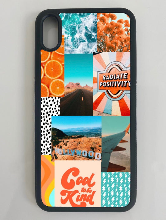 blue and orange collage phone case