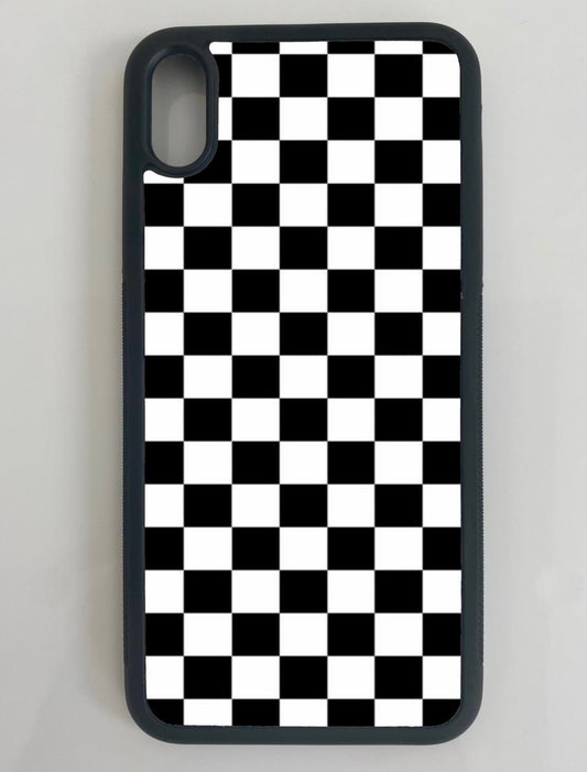 black checkerboard phone case